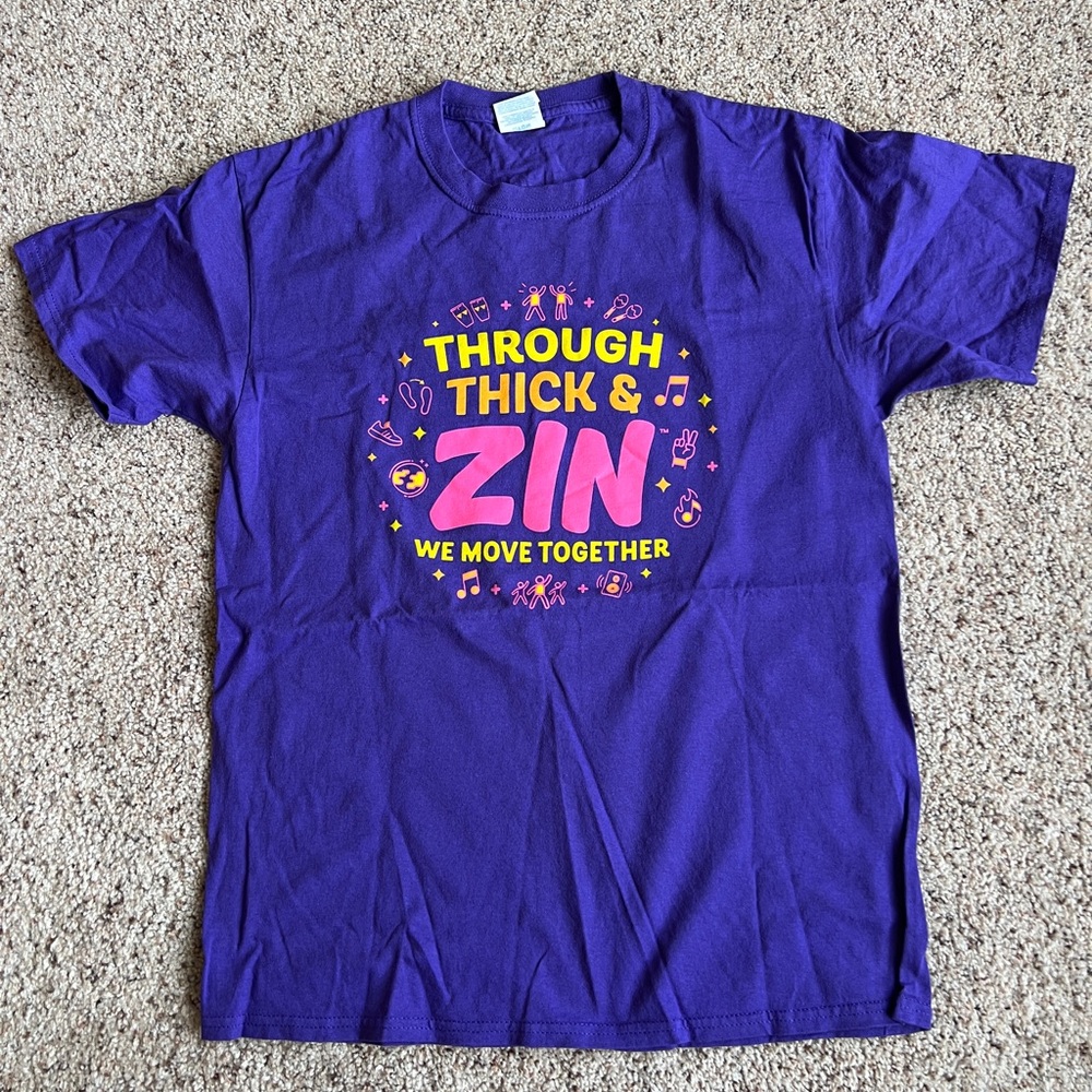 Zumba Fitness Purple T-Shirt with Pink & Yellow Graphic